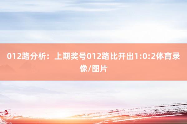 012路分析：上期奖号012路比开出1:0:2体育录像/图片
