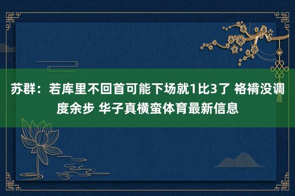 苏群：若库里不回首可能下场就1比3了 袼褙没调度余步 华子真横蛮体育最新信息