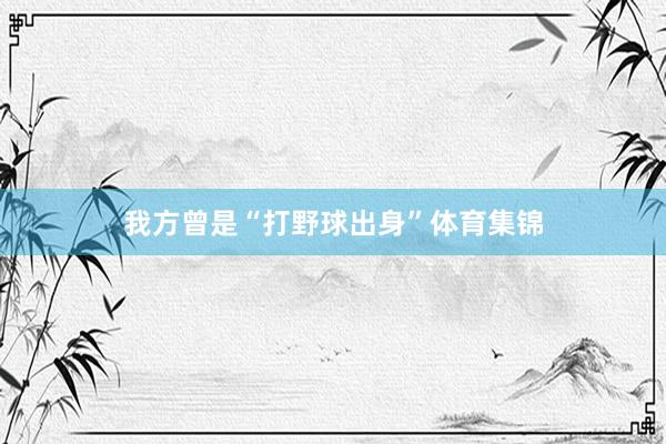 我方曾是“打野球出身”体育集锦