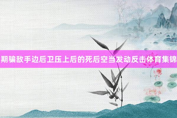 期骗敌手边后卫压上后的死后空当发动反击体育集锦