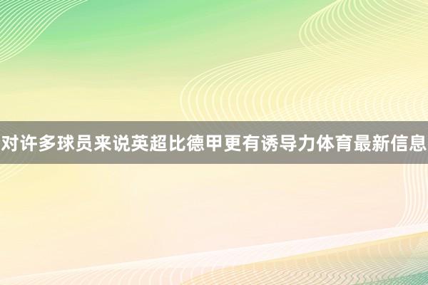对许多球员来说英超比德甲更有诱导力体育最新信息