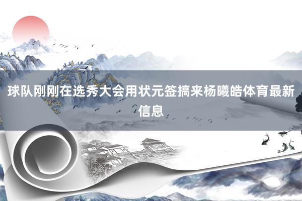 球队刚刚在选秀大会用状元签搞来杨曦皓体育最新信息