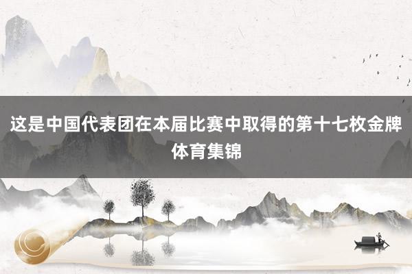 这是中国代表团在本届比赛中取得的第十七枚金牌体育集锦