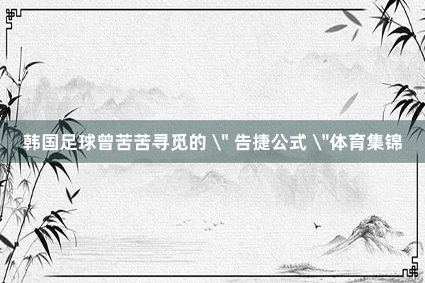 韩国足球曾苦苦寻觅的 