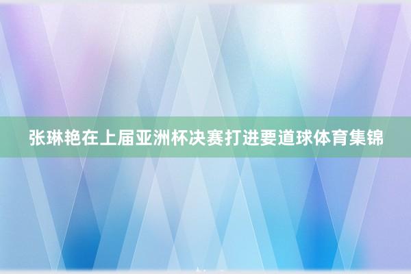 张琳艳在上届亚洲杯决赛打进要道球体育集锦