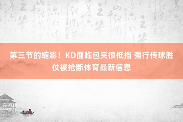 第三节的缩影！KD面临包夹很抵挡 强行传球胜仗被抢断体育最新信息