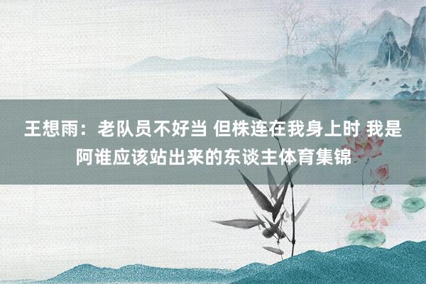 王想雨：老队员不好当 但株连在我身上时 我是阿谁应该站出来的东谈主体育集锦