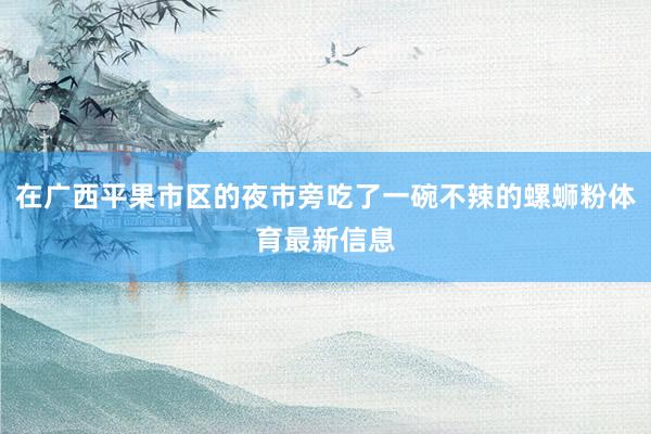 在广西平果市区的夜市旁吃了一碗不辣的螺蛳粉体育最新信息