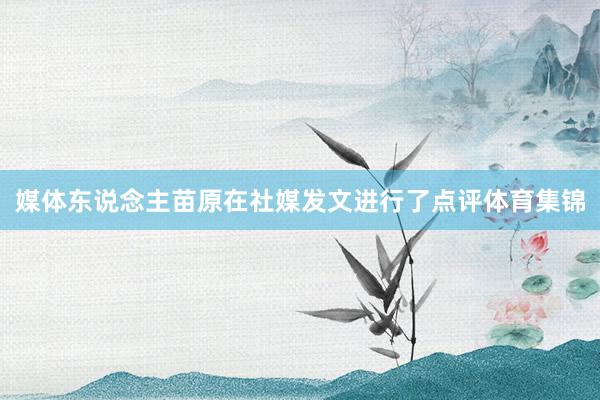 媒体东说念主苗原在社媒发文进行了点评体育集锦