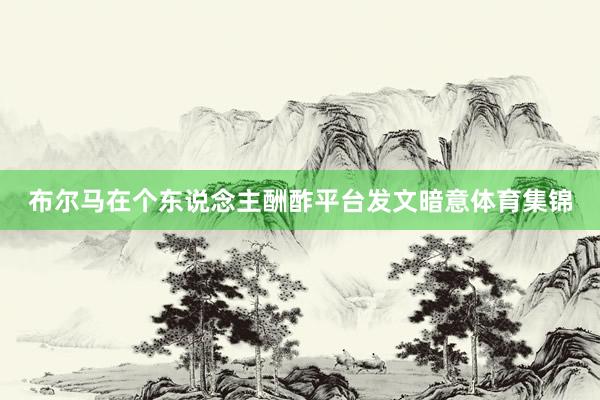 布尔马在个东说念主酬酢平台发文暗意体育集锦