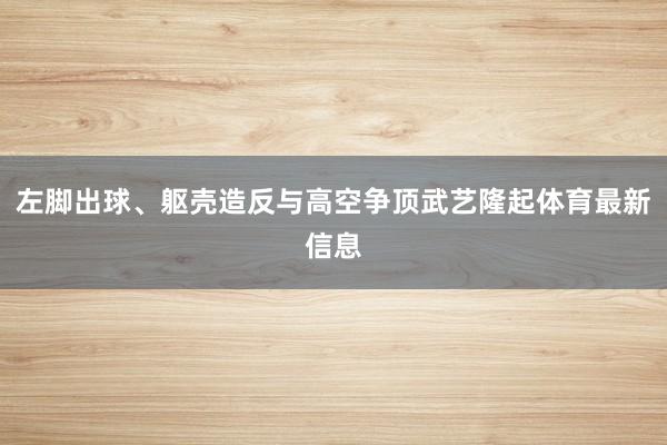 左脚出球、躯壳造反与高空争顶武艺隆起体育最新信息
